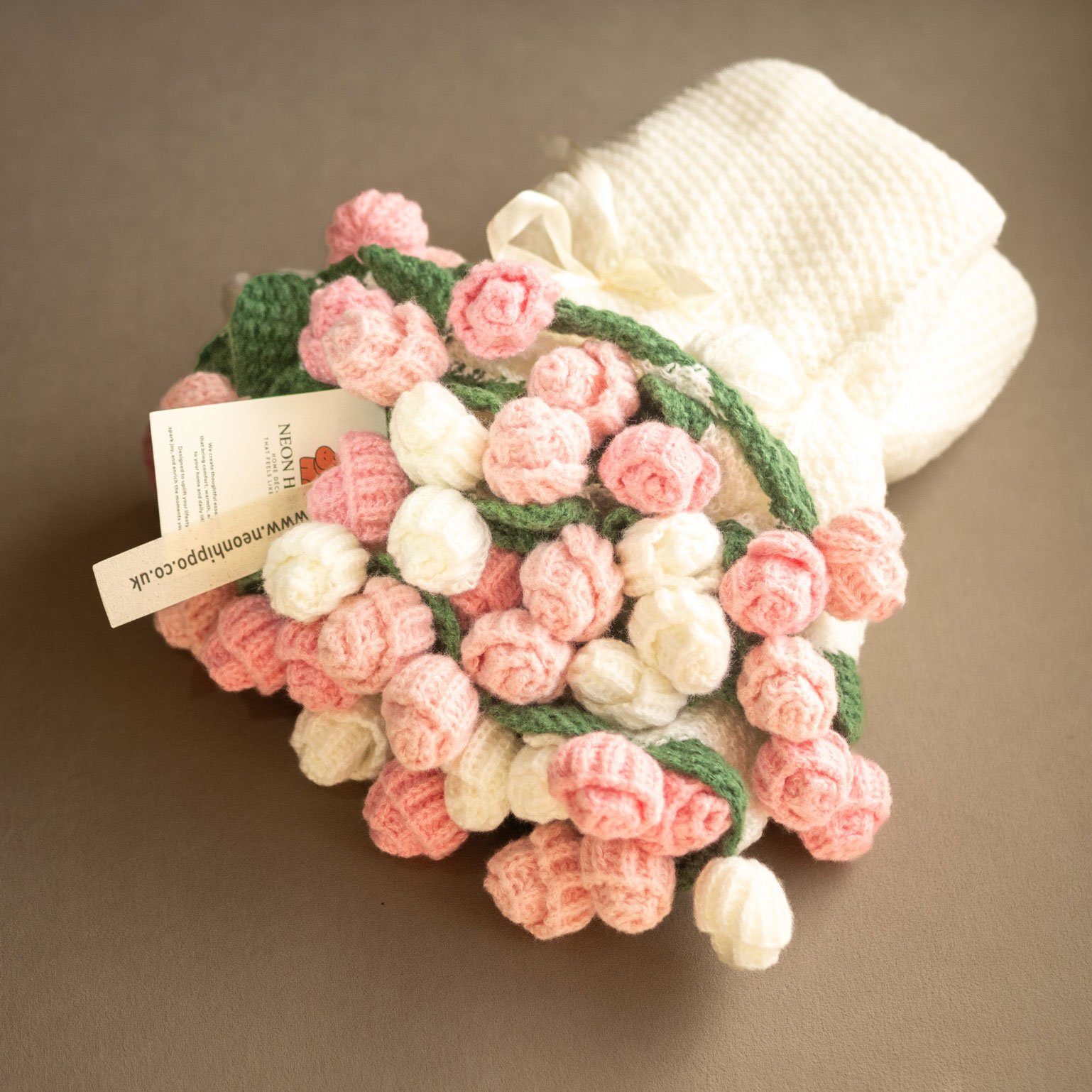 Pink Ivory Rose Bouquet Blanket - Image 2