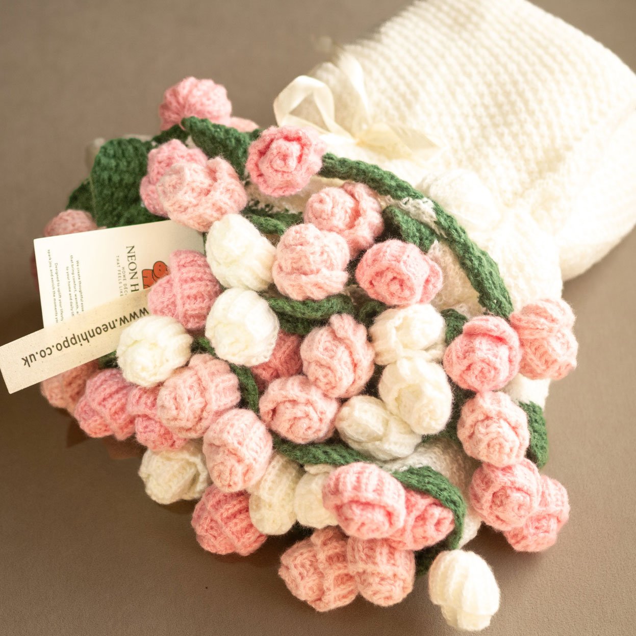 Pink Ivory Rose Bouquet Blanket