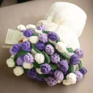 Purple Ivory Rose Bouquet Blanket